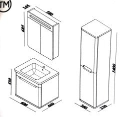 Lineart Wing 60 cm Banyo Dolabı + Ayna Dolaplı