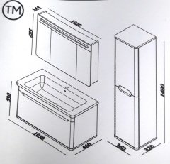 Lineart Wing 105 cm Banyo Dolabı + Ayna Dolaplı