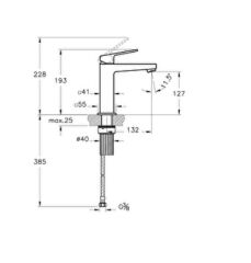 Artema A4372236 Minimax Square Lavabo Bataryası Yüksek, Mat Siyah
