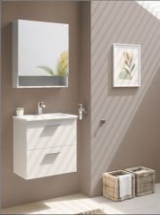 VitrA 66189 Mia Banyo Dolabı Seti Çekmeceli 60 cm, Parlak Beyaz + Dolaplı Ayna + Armatür