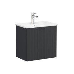 Vitra Root Groove 69209 Lavabo Dolabı, Kapaklı, 60 Cm, Dar, Mat Grafit, Köşeli Lavabolu