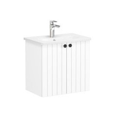 Vitra Root Groove 69212 Lavabo Dolabı, Kapaklı, 60 Cm, Dar, Mat Beyaz, Yuvarlak Lavabolu