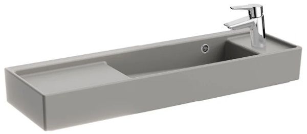Vitra 7407B076-0029 ArchiPlan Dar Lavabo Sağ Armatür Delikli 90 Cm M.Taş Gri