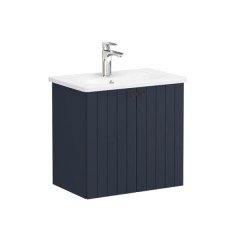 Vitra Root Groove 69217 Lavabo Dolabı, Kapaklı, 60 Cm, Dar, Mat Lacivert, Yuvarlak Lavabolu
