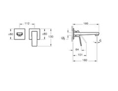 Artema A4359224 Minimax Square Ankastre Lavabo Bataryası Kısa Sıva Üstü, Fırçalı Bakır