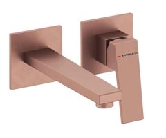 Artema A4359224 Minimax Square Ankastre Lavabo Bataryası Kısa Sıva Üstü, Fırçalı Bakır