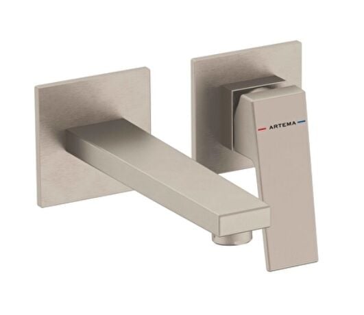 Artema A4359234 Minimax Square Ankastre Lavabo Bataryası Kısa Sıva Üstü, Fırçalı Nikel