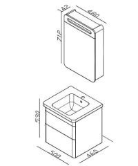 Lineart Efes 50 cm Banyo Dolabı + Ayna Dolaplı