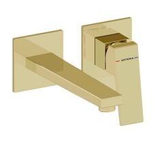 Artema A4359274 Minimax Square Ankastre Lavabo Bataryası Kısa Sıva Üstü, Soft Altın