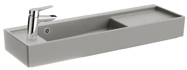 Vitra 7409B076-0028 ArchiPlan Dar Lavabo Sol Armatür Delikli 90 Cm M.Taş Gri