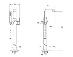 Vitra A42769 Suit Küvet Bataryası Krom (Yerden - El Duşlu)