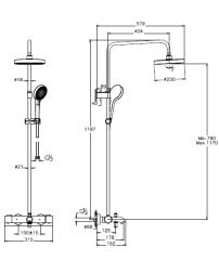Artema A47303 Base Round 200 Termostatik Banyo Bataryalı Duş Sistemi
