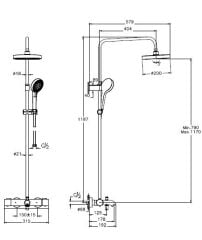 Artema A4730336 Base Round 200 Termostatik Banyo Bataryalı Duş Sistemi Siyah