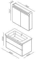 Lineart Efes 60 cm Banyo Dolabı + Ayna Dolaplı