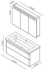 Lineart Efes 105 cm Banyo Dolabı +  Ayna Dolaplı