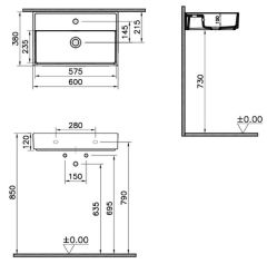 Vitra 7401B003-0041 ArchiPlan Dar Lavabo 60 Cm Beyaz