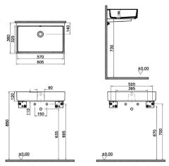 Vitra 7404B076-1859 ArchiPlan Dar Lavabo 60 Cm Mat Taş Gri