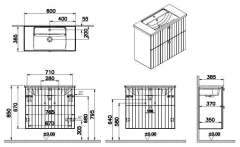Vitra Root Groove 69250 Lavabo Dolabı, Çift Çekmeceli, Dar, 80 Cm, Mat Fiyord Yeşili, Köşeli Lavabolu