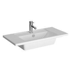 Vitra Root Groove 69250 Lavabo Dolabı, Çift Çekmeceli, Dar, 80 Cm, Mat Fiyord Yeşili, Köşeli Lavabolu