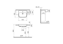 Vitra 7073b003-0001 Shift Yarım Tezgah Lavabo, 55 Cm Parlak Beyaz