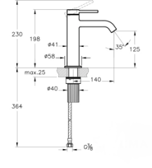 Artema A4353236 Minimax Round Lavabo Bataryası Yüksek,Mat Siyah