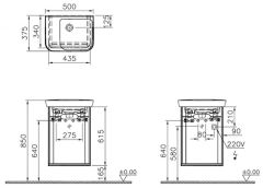 Vitra 60803 Sento Lavabo Dolabı(Sol) 50 Cm Kapaklı Mat Antrasit