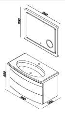 Lineart Asos 91 cm Banyo Dolabı + Ledli Ayna