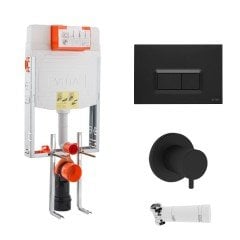 Vitra 768-1851-0611 Asma Klozetler İçin Gömme Rezervuar, 8 Cm, Mat Siyah, Kare