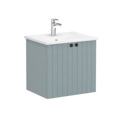 Vitra Root Groove 69264 Lavabo Dolabı, Kapaklı, 60 Cm, Mat Fiyord Yeşili, Köşeli Lavabolu