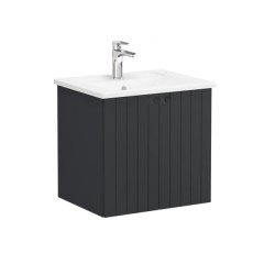 Vitra Root Groove 69265 Lavabo Dolabı, Kapaklı, 60 Cm, Mat Grafit, Köşeli Lavabolu