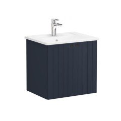 Vitra Root Groove 69266 Lavabo Dolabı, Kapaklı, 60 Cm, Mat Lacivert, Köşeli Lavabolu