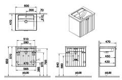 Vitra Root Groove 69267 Lavabo Dolabı, Kapaklı, 60 Cm, Mat Retro Yeşil, Köşeli Lavabolu