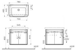 Vitra 65871 Sento Lavabo Dolabı 80 Cm Kapaklı Mat Fiyord Yeşili