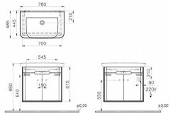 Vitra 65983 Sento Lavabo Dolabı 80 Cm Kapaklı Mat Açık Gri