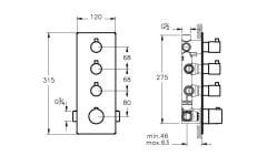 Artema A47189 Aquaheat S5 Ankastre Banyo/Duş Bataryası (5 Yollu Yönlendirici)