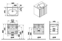 Vitra Root Groove 69273 Lavabo Dolabı, Kapaklı, 60 Cm, Mat Lacivert, Yuvarlak Lavabolu