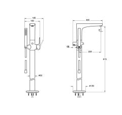 Artema Root Round A4274136 Yerden Küvet Bataryası (Yerden - El Duşlu), Mat Siyah