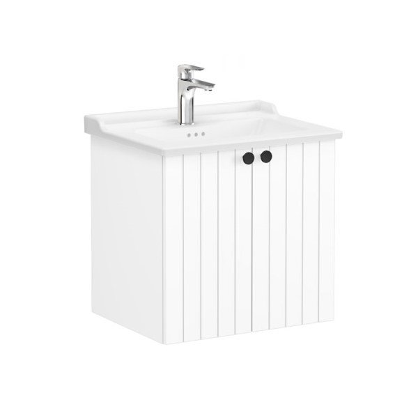 Vitra Root Groove 69275 Lavabo Dolabı, Kapaklı, 60 Cm, Mat Beyaz, Klasik Lavabolu