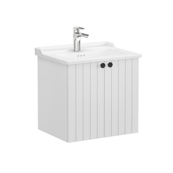 Vitra Root Groove 69276 Lavabo Dolabı, Kapaklı, 60 Cm, Mat Açık Gri, Klasik Lavabolu
