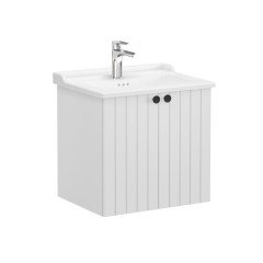 Vitra Root Groove 69276 Lavabo Dolabı, Kapaklı, 60 Cm, Mat Açık Gri, Klasik Lavabolu