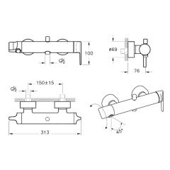 Vitra A42488 Suit U Banyo Bataryası Krom