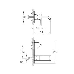 Artema A42487 Suit U Ankastre Lavabo Bataryası (Sıva Üstü Grubu) Krom