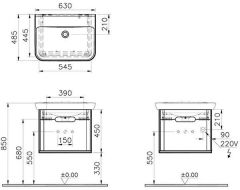 Vitra 65873 Sento Lavabo Dolabı 65 Cm Tek Çekmeceli Mat Fiyord Yeşili