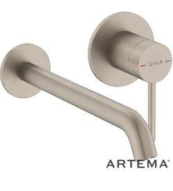 Artema A4354934 Minimax Round Ankastre Lavabo Bataryası Uzun,Fırçalı Nikel