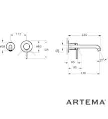 Artema A4354929 Minimax Round Ankastre Lavabo Bataryası Uzun,Soft Bakır