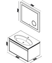 Lineart Icon 81 cm Banyo Dolabı + Ledli Ayna