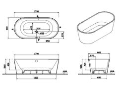 Vitra 65370007000 Geo 170x80 FS Oval KlıSif+Ayak Dış.RS
