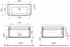 Vitra 65987 Sento Lavabo Dolabı 100 Cm Tek Çekmeceli Mat Açık Gri