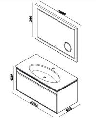 Lineart Icon 101 cm Banyo Dolabı + Ledli Ayna