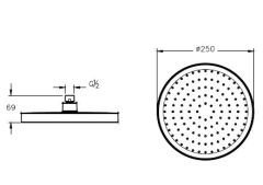 Vitra A4591234 Core Round Duş Başlığı (250 mm) Fırçalı Nikel